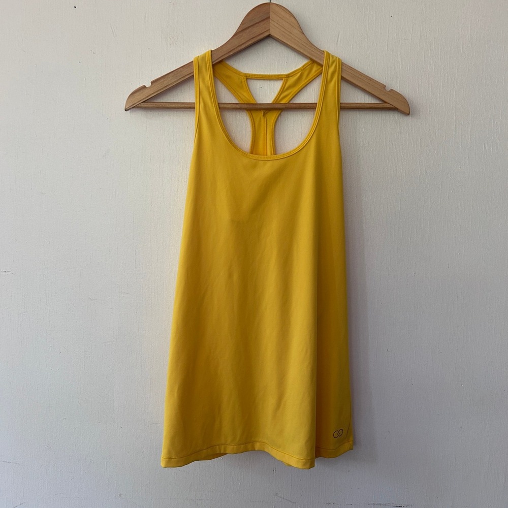 Calia‎ by Carrie Underwood Yellow Racerback Athletic Tank Top Small T-Strap Back